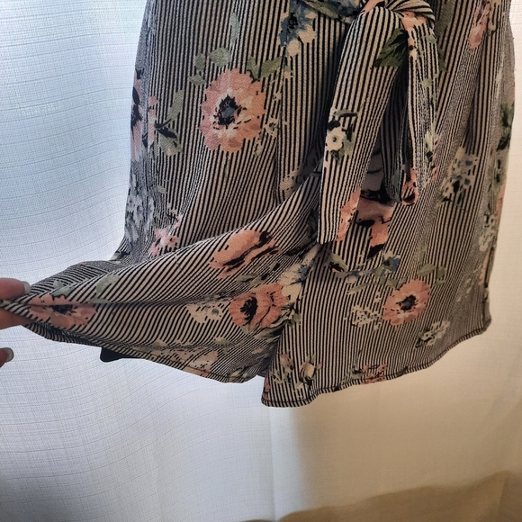 Crystal Doll Black White Ruffled Wrap Romper - Picture 7 of 10